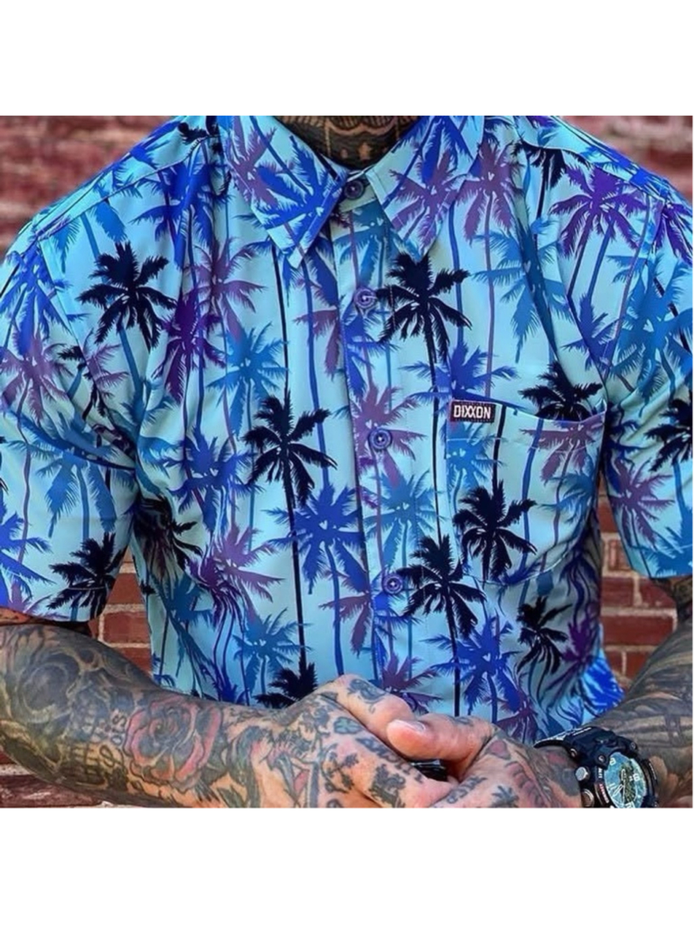 Dixxon Flannel Co. Palisades Party Shirt Men 2XL Tropical Palm Tree Logo Button